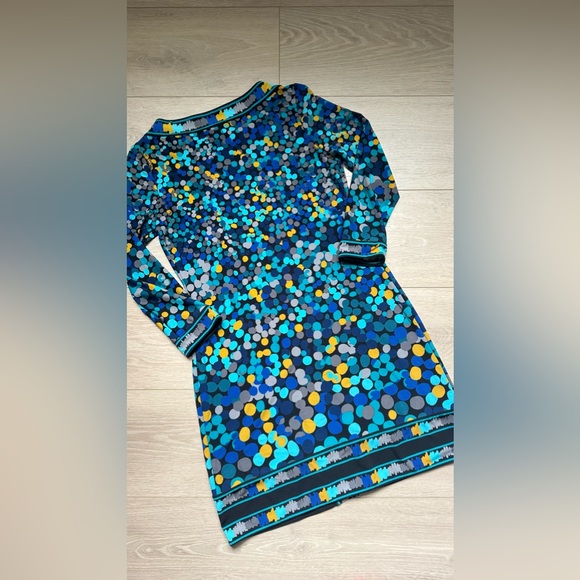 BCBG MAXAZRIA Blue Mosaic Cut-out Dress Size XXS PRELOVED EXCELLENT - Picture 4 of 6